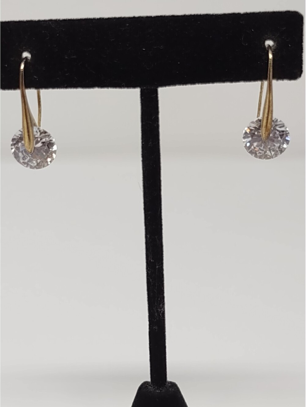 925 Sterling Silver Gold Plated CZ Dangle Earrings 4.2g